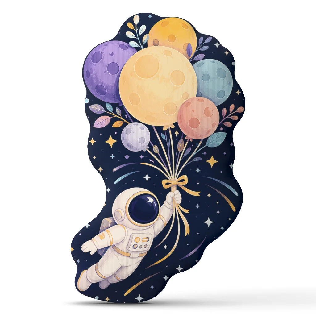 Astronaut Moon Balloon Bouquet Shaped Throw Pillow Space Cushion Home Decor Plush Stuffed Sofa Accent Gift for Space Lovers