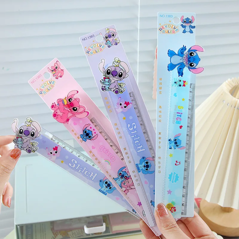 

15cm Cartoon Lilo & Stitch Ruler Kawaii Rotating Windmill Ruler Cute Student Stationery Kids Christmas Gift Toys