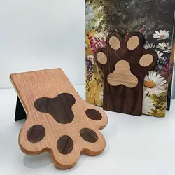Wooden Cat Claw Bookend Bookend for Shelves AntiSlip Book Holder Cartoon Desktop Bookshelf Book Stopper for Home Office Table