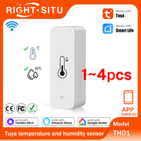 1~4PCS Tuya WiFi Temperature Humidity Sensor Smart Sensor APP Remote Control For Smart Home Support SmartLife Yandex Alexa