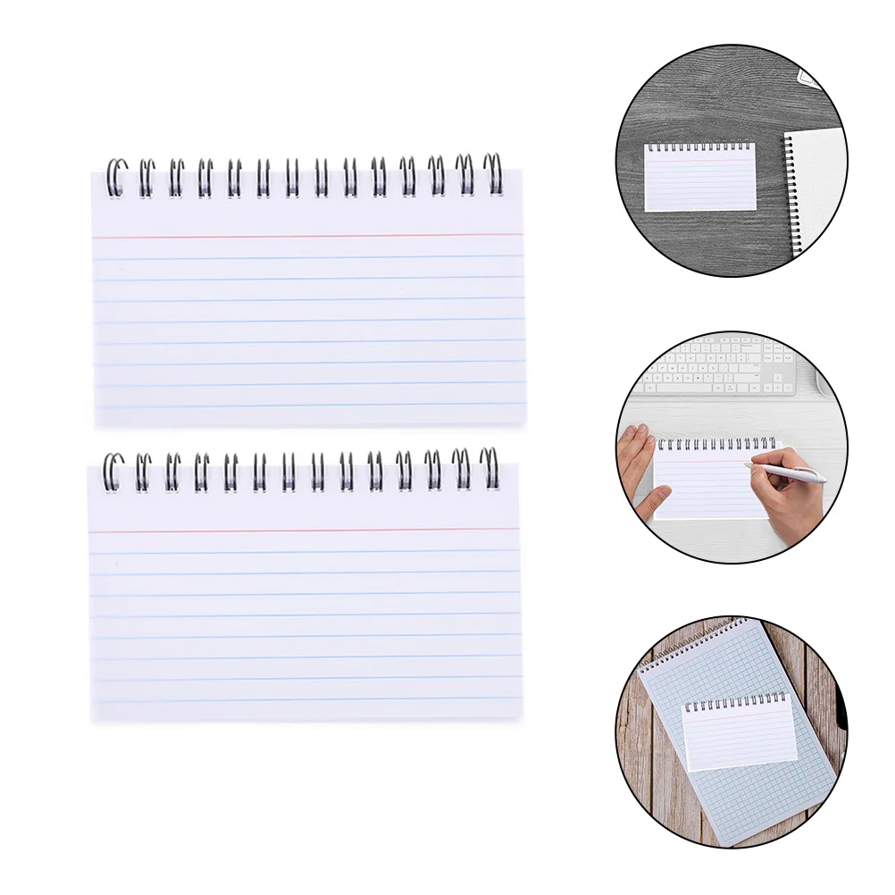 2 Pcs Spiral Notebook Index Card Review Small Notepad Speech Study Student Teacher 3pcs Package (white) Pocket Mini Pads Office