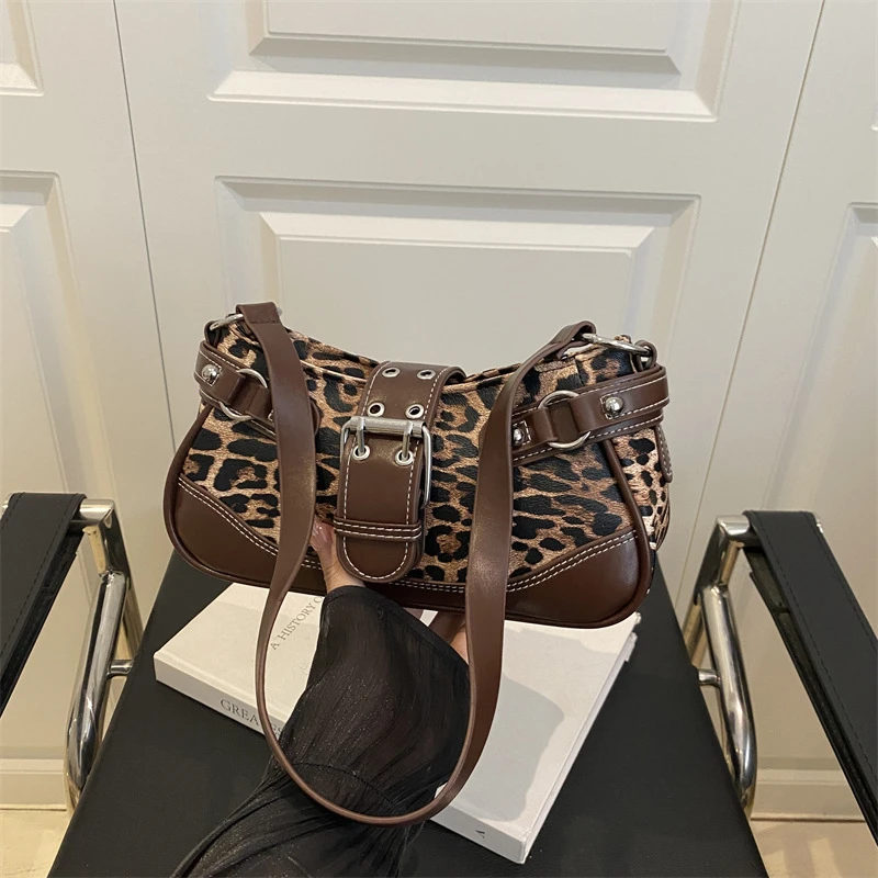Modische PU-Umhängetaschen mit Leopardenmuster, Retro-Umhängetasche, große Kapazität, Unterarmtasche für Damen, Handtasche für den täglichen Gebrauch