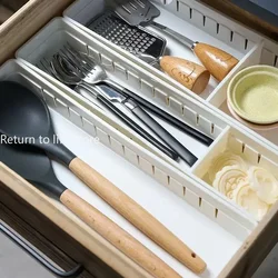 Kitchen Drawer Organizer Cutlery Storage Box Adjustable Cabinet Organizer with Divider Board Utensil Storage Box for Drawers