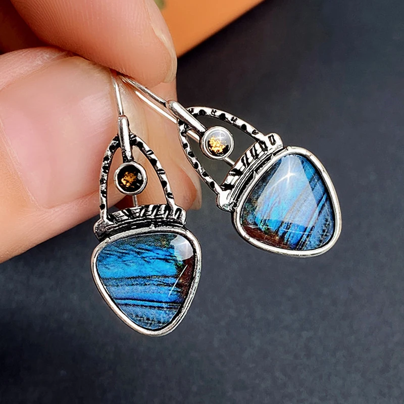 

Huitan Modern Women's Earrings Blue/Orange Printing Fade Stone Punk Earrings Cool Girls Accessories Vintage Jewelry Drop Ship