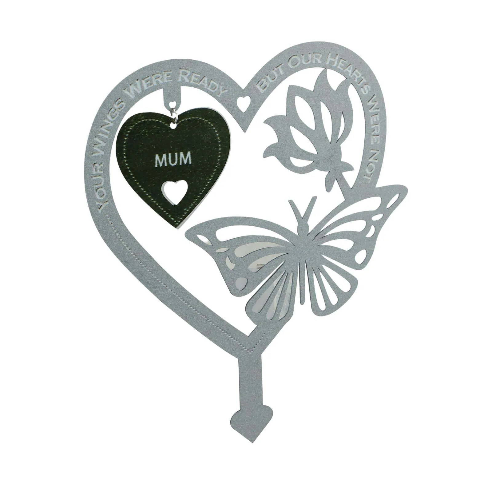 Heart-shaped Garden Memorial With Butterfly Flowers Amily Members Commemorate Lawn Ground Insert Outdoor Garden Decorations