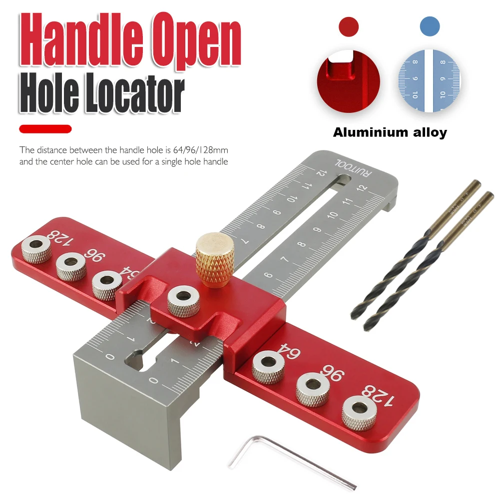 Nuovo kit di maschere per hardware per armadio Lavorazione del legno Maniglia per porta del cassetto Maschera Guida per trapano regolabile Strumento di montaggio per manopole Maniglie Tira