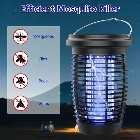 Exterminador de insectos Solar 2 en 1, lámpara antimosquitos para interiores, Exterminador de moscas de 4500V, energía Solar para exteriores con trampa para moscas de insectos recargable