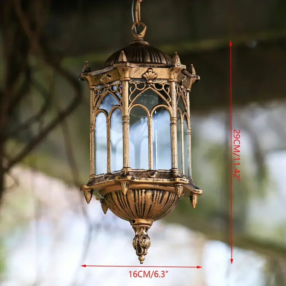 

Waterproof Retro Outdoor Pendant Light, Vintage Lantern Hanging Lamp Fixture for Yard and Garden Lighting