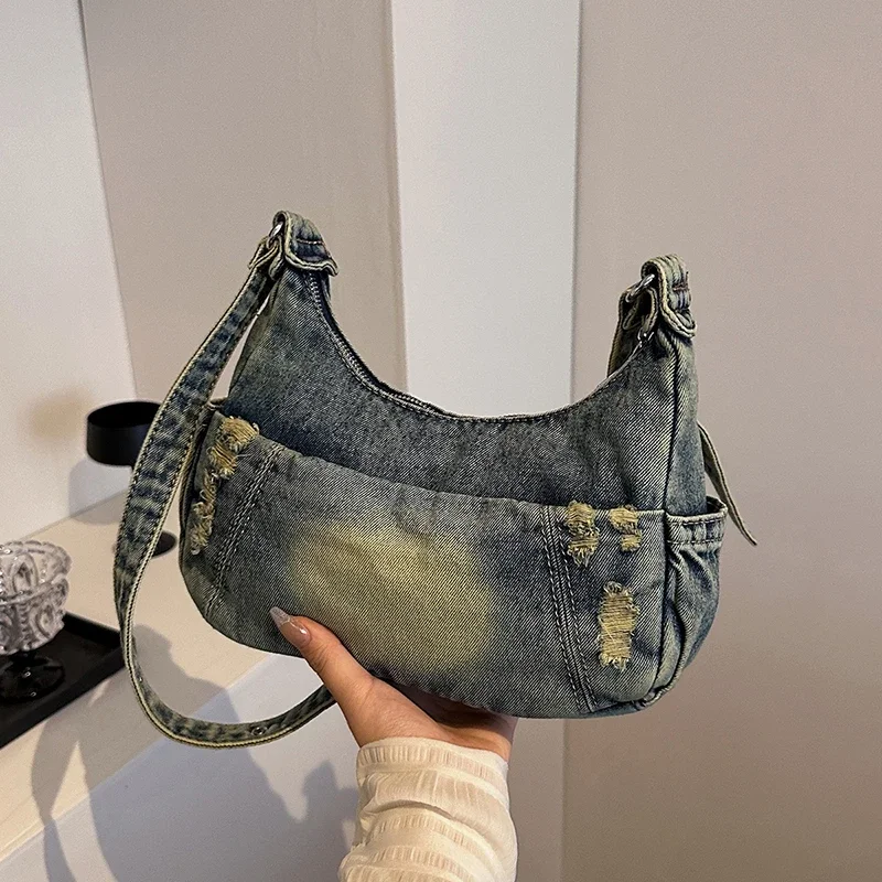 

Simple Casual Fashion Versatile Denim Shoulder Bags Large Capacity Commute Hot Trendy Crossbody Bags for Women 2025 New
