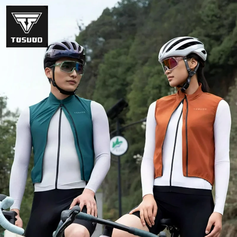 

TOSUOD Unisex Cycling Long Sleeve Jersey Lightweight Spring Summer Windproof Bicycle Vest for Men and Women