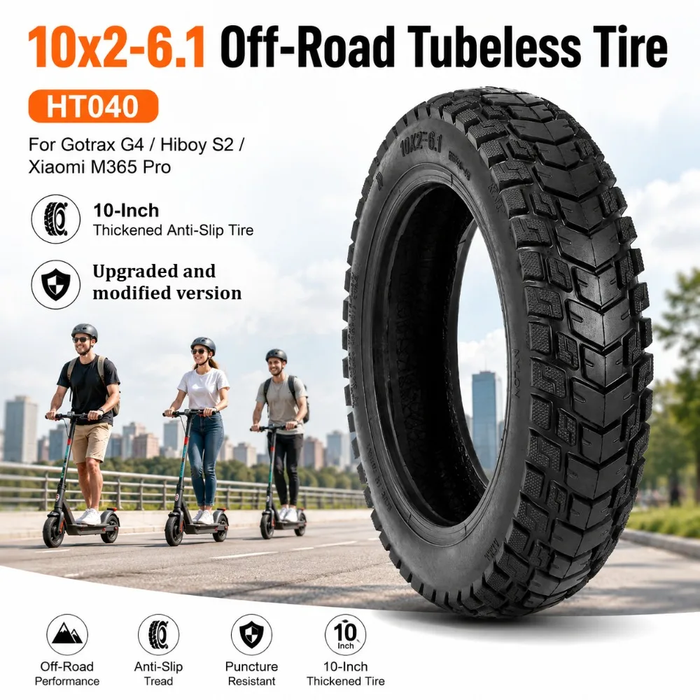 Бескамерная внедорожная шина 10*2-6.1 для электросамокатов Gotrax G4, Hiboy S2, Xiaomi M365 Pro, для модернизации и модификации, 10-дюймовая толстая шина.