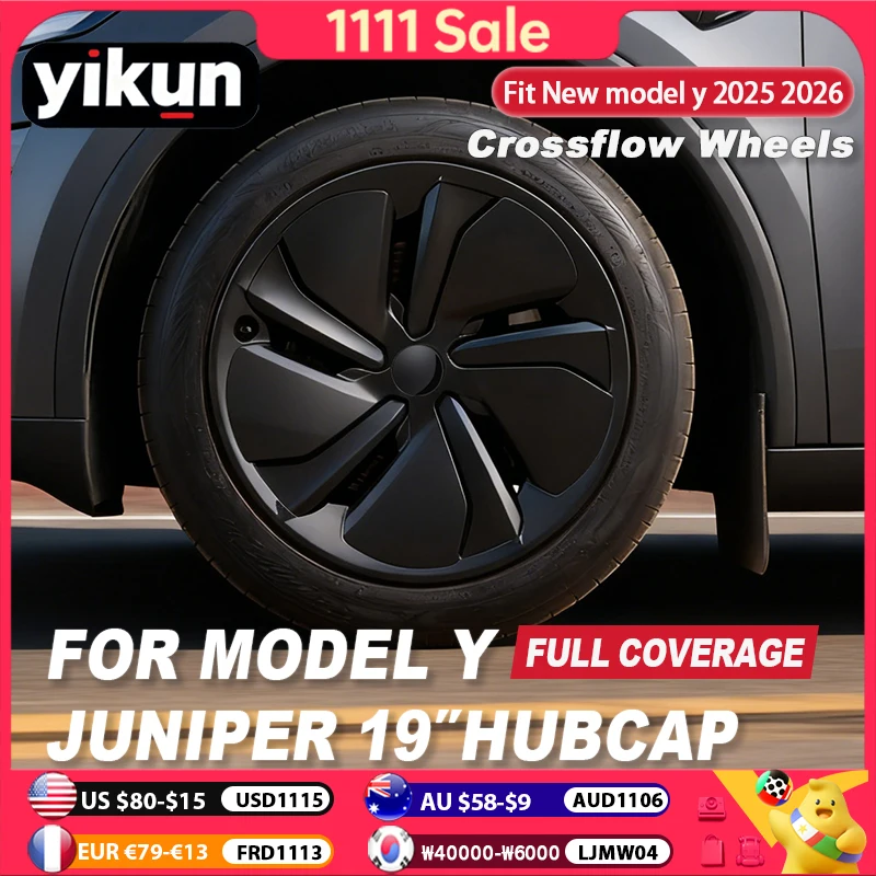 YIKUN 4PCS For Model Y Juniper 2025 2026 Wheel Cover 19 Inch Hubcap New Style Wheel Cover Rim Hubcaps Car Protection For Tesla