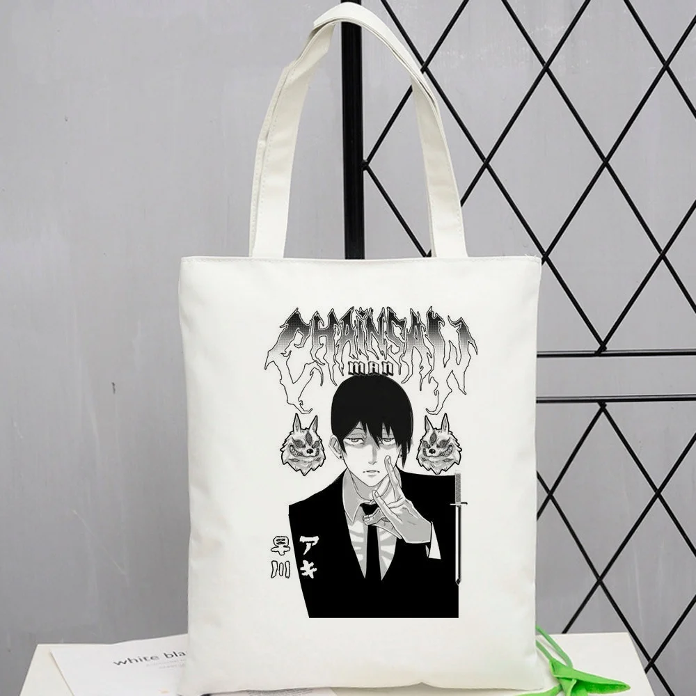 Chainsaw Man tote bag y2k reusable shopper grocery personnalisable woman