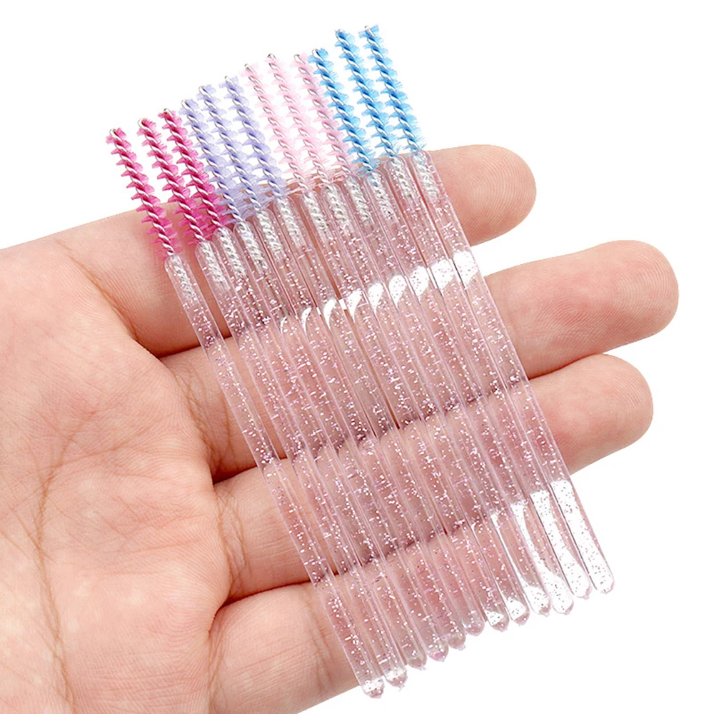 Varinhas descartáveis para rímel, pincel macio para maquiagem, cristal, extensão de cílios transparente, microbrush para moldar sobrancelhas