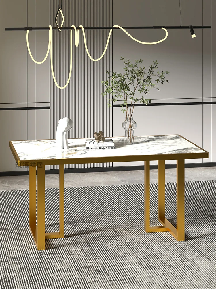 Table foot bracket tiles are embedded in dining table legs, slate, natural marble metal edging, customized office desk base