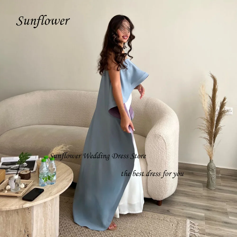 Sunflower Strapless Sleeveless Evening Dress 2023 Slim Crepe Prom dress Pleat Contrast Color Mermaid Ankle-Length Pary Dress