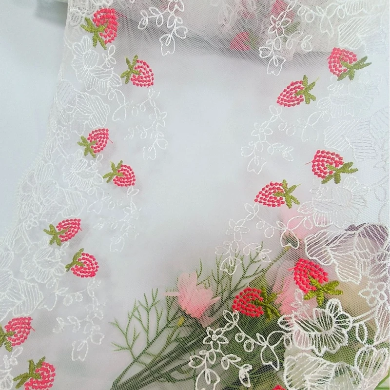 

40Yards Two Tones Strawberry Embroidery Lace Trim For Skirt Hem Clothes Sewing Material DIY Apparel Dress Fabric