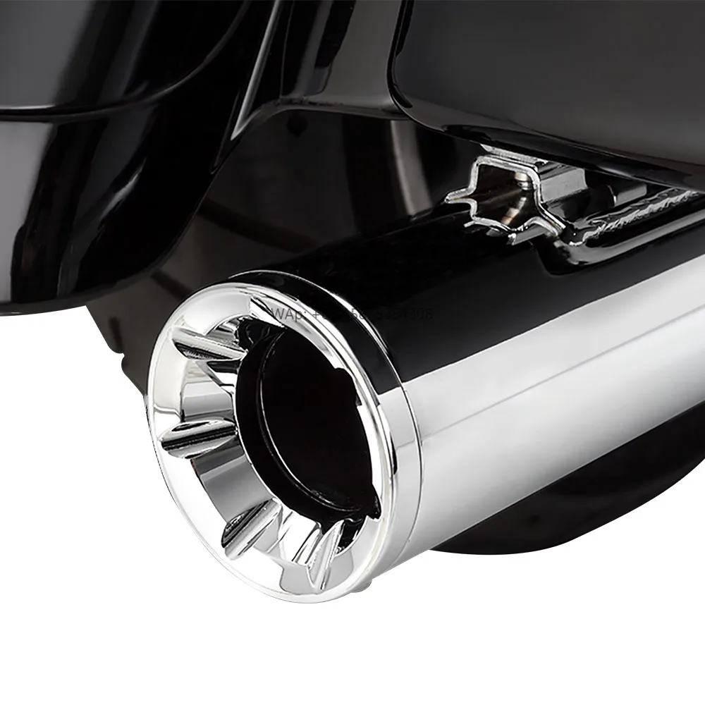 Large 4-inch Round Muffler Stainless Steel Motorcycle Exhaust Muffler Pipe Compatible for Harley 1995-2016 Touring Model