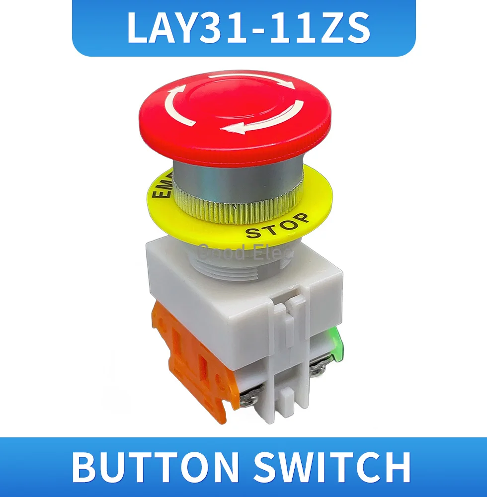 

1PCS Emergency Stop Switch Push Button Mushroom PushButton 1NO 1NC LAY37-11ZS
