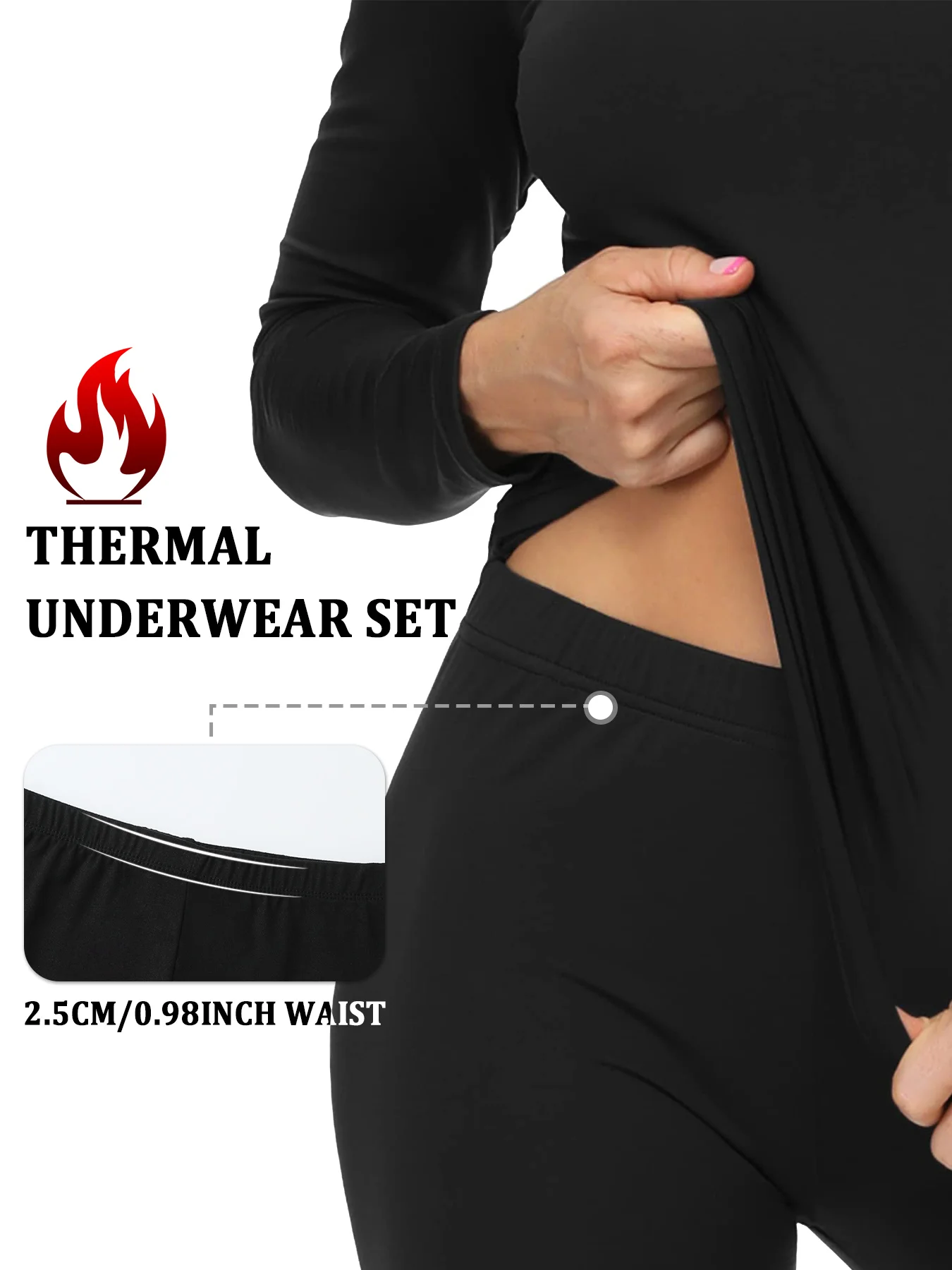 Conjuntos de roupa íntima de lã térmica para mulheres – Conjuntos de pijama de inverno com forro super macio e inferior para dias em clima frio