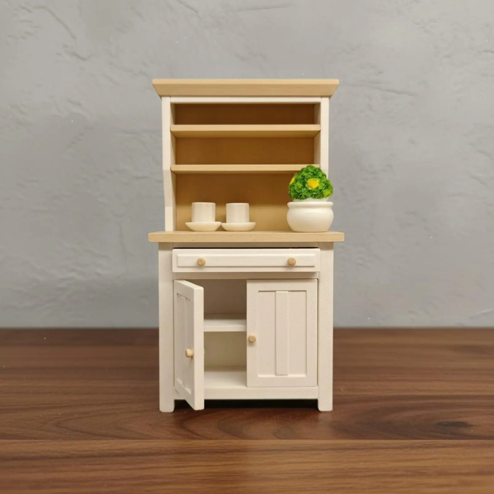 

Dollhouse Storage Cabinet Decorative 1:12 Scale Cabinet Miniature Cupboard Modern Design Realistic Features for Children