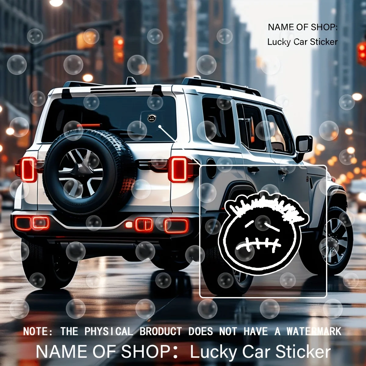 

1PC "Cool Cartoon Face" Car Sticker - Fashionable Decal for Car Trunks, Water Bottles, Guitar Cases