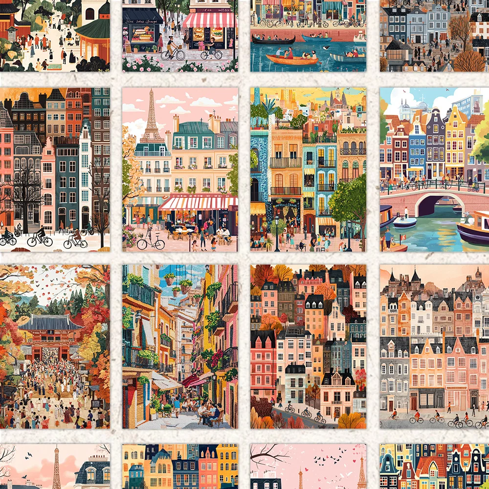 32pcs, watercolor city, postcards, decoration/greeting cards/postcards, high-precision printing, collectible and mailable - view 4