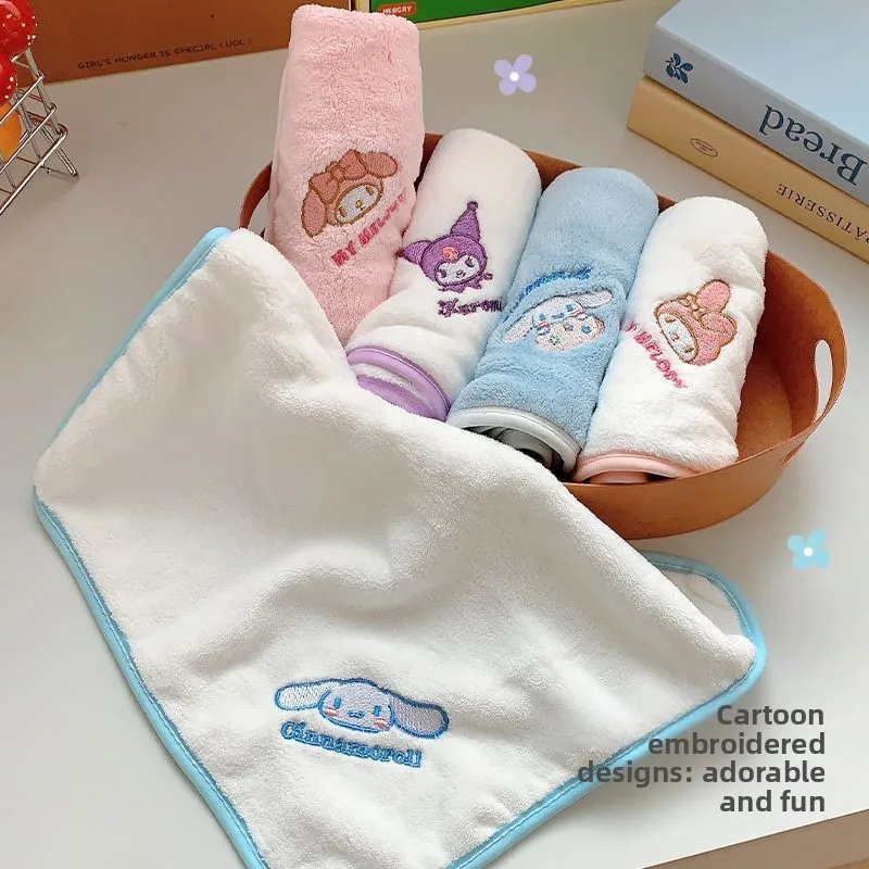 New Small Square Towel Sanrio Small Towel Hand Towel Absorbent Coral Fleece Face Towel for Kindergarten Students