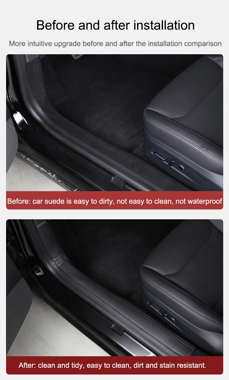 For Tesla Model 3 Highland Door Sill Protection Cover Mat Model 3+ Door Threshold Protect Anti-kick Pad Non-destructive Install