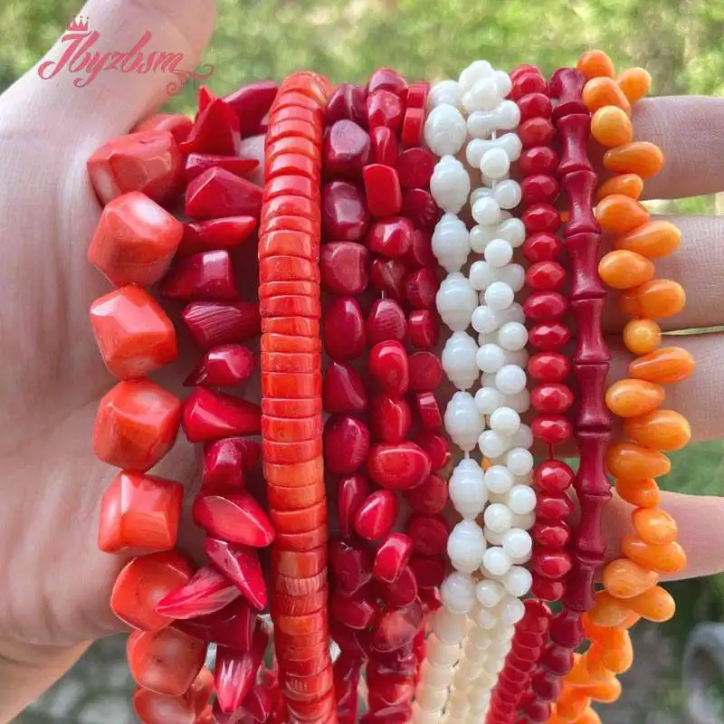 Natural Coral Freeform Stone Beads Spacer For DIY Necklace Bracelets Earring Jewelry Making Strand 15\