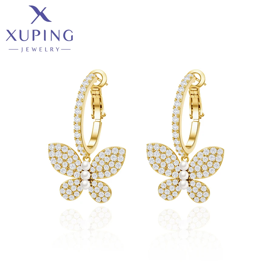 Xuping Schmuck Mode Neuerscheinung Schmetterling Hellgoldfarbene Creolen für Damen Party Geschenk E-4274