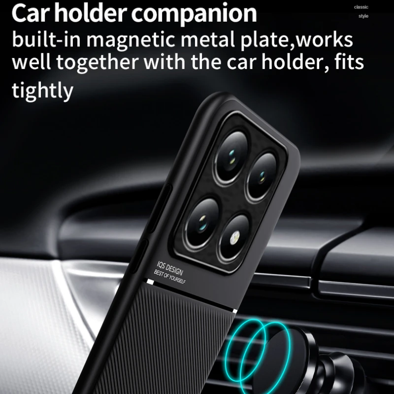 For Xiaomi 14T Pro Car Magnetic Holder Leather Case For Mi 14T Mi14T Xiaomi14T 14 T Pro 14TPro 5G Soft Slicone Shockproof Cover