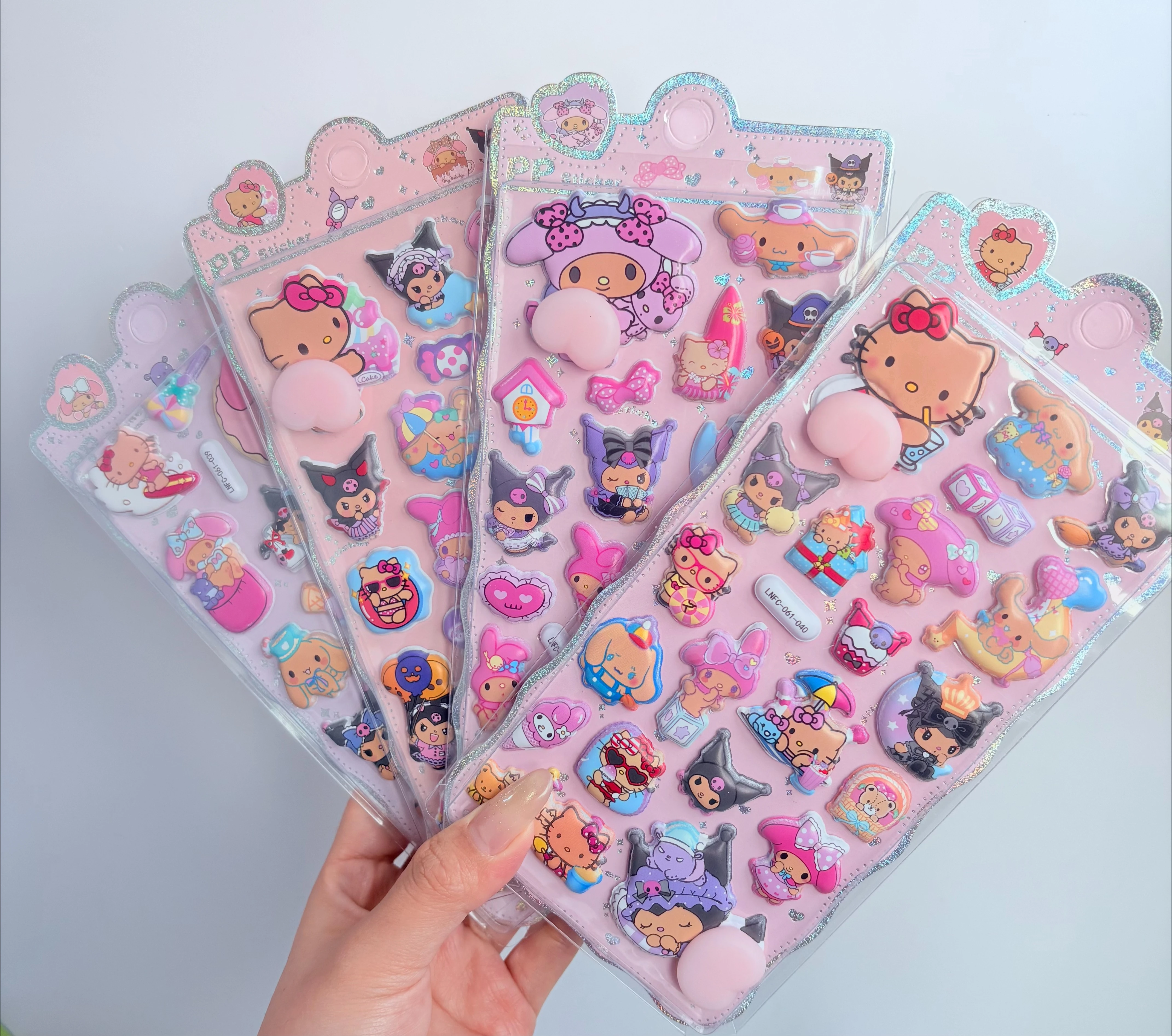 Populaire schattige Sanrio Happy Butt-stickers Hello Kitty Kuromi 3D zachte stress cartoon bubble bloemen cadeau