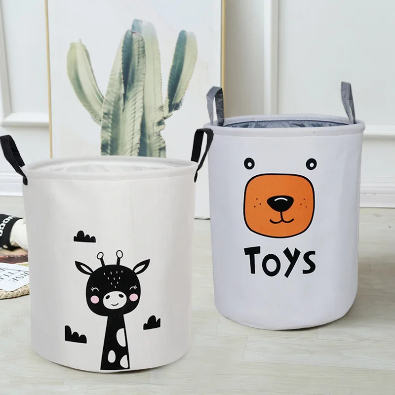 Clothes Storage Basket Folding Cotton Linen Laundry Basket Thickened EVA Laundry Basket Cartoon Children's Toys Clutter Basket