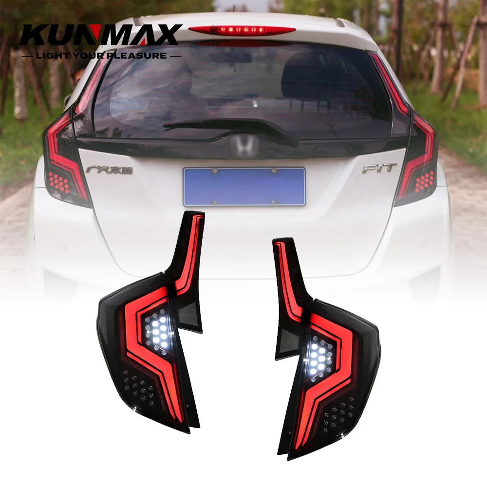Pair Of Car Tail Light Assembly For Honda JAZZ FIT 2014-2018 LED Flowing Water Flicker Plug and Play Tail Lamps Brake Taillights