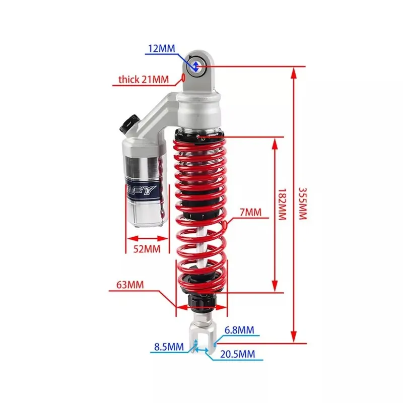 300MM 320MM 340MM 360MM Motorcycle Rear Shock Absorber  for Yamaha XMAX125 NMAX155 Honda Pcx 125 150 Scoote