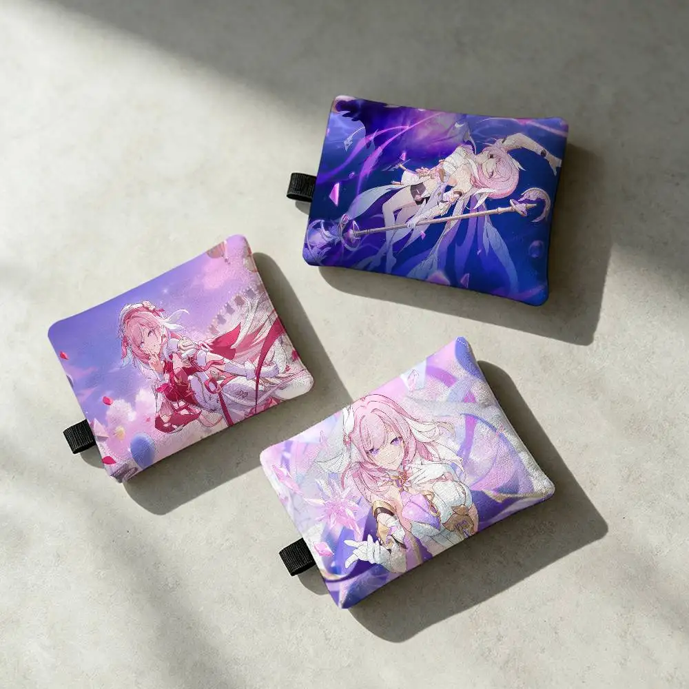 Elysia Honkai Impact 3rd Waterproof Zipper Coin Purse Lightweight Hanging Key Pouch Card Holder For Daily Use
