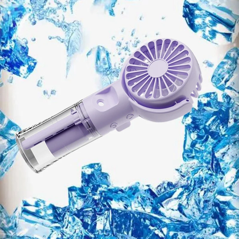 F4 Handheld Misting Fan Humidifying Misting Fan Folding Mini Handheld Fan Purple