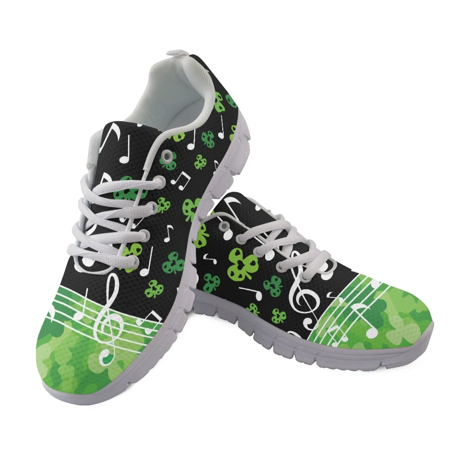Coloranimal Casual Breathable Athletic Tennis Shoe for Men Women Tennis Shoes for Outdoor Black Music Notes