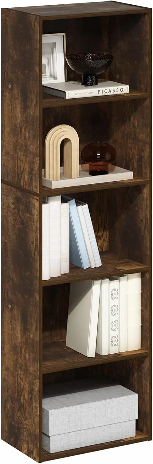 

5-Tier Wooden Bookshelf with Open Shelves for Living Room, Bedroom, Home Office Storage