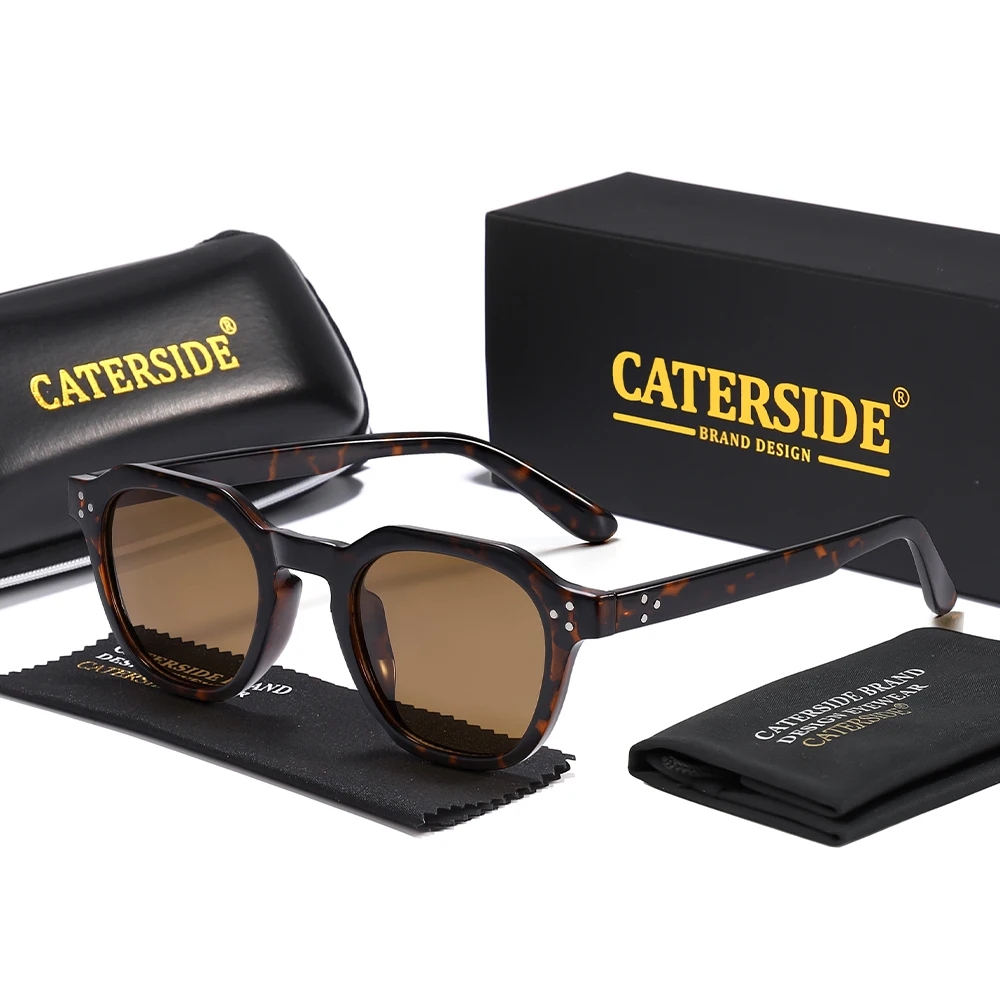 CATERSIDE Retro Polarisierte Sonnenbrille für Herren, ultraleichter TR90-Rahmen, Polygon-Sonnenbrille für Damen, hochwertige Outdoor-Reisebrille