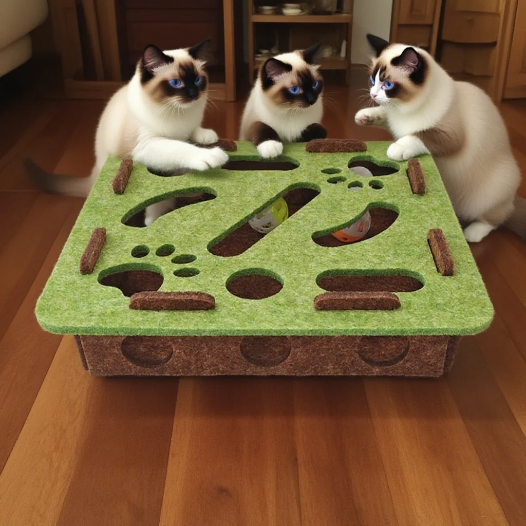 

Cat Puzzle Toy Felt Puzzle Box Cat Exercise Toy With Ball Indoor Sports Entertainment Hunting Cat Toys For Indoor Cats