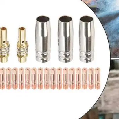 26PCS 0.6mm Welding Tip Nozzle Kit For 15AK MB15 MIG Torch Copper Contact Tips Gas Diffuser Consumables Accessories