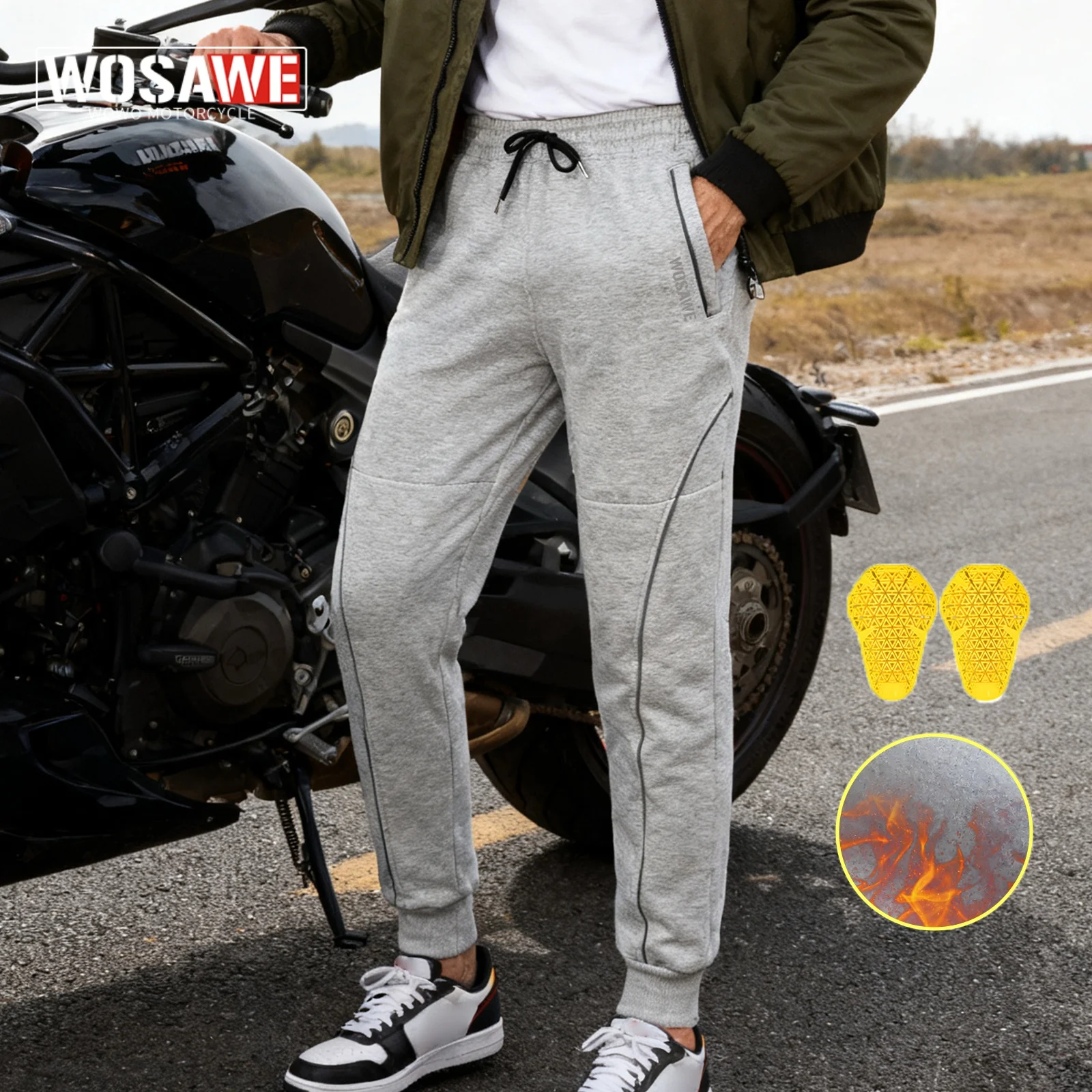 WOSAWE Motorcycle Pants Men Winter Thermal Warm Windproof Riding Trousers Casual Outdoor Stylish Touring Gear
