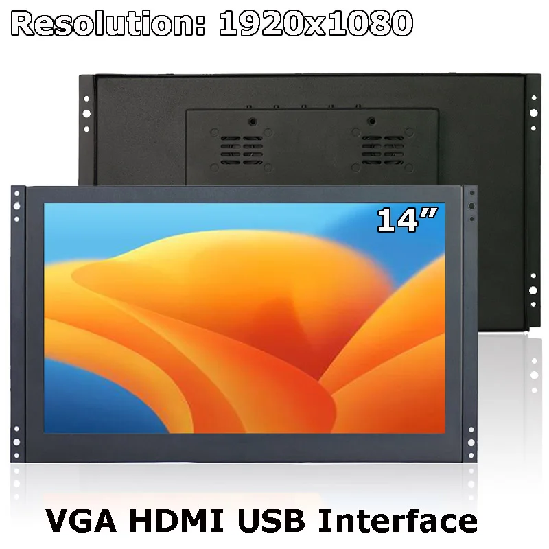 TouchView 1920*1080 14 Inch 16:9 Industrial Open Frame Capacitive Touch Monitor IPS Lcd Monitor with VGA HDMI USB Interface