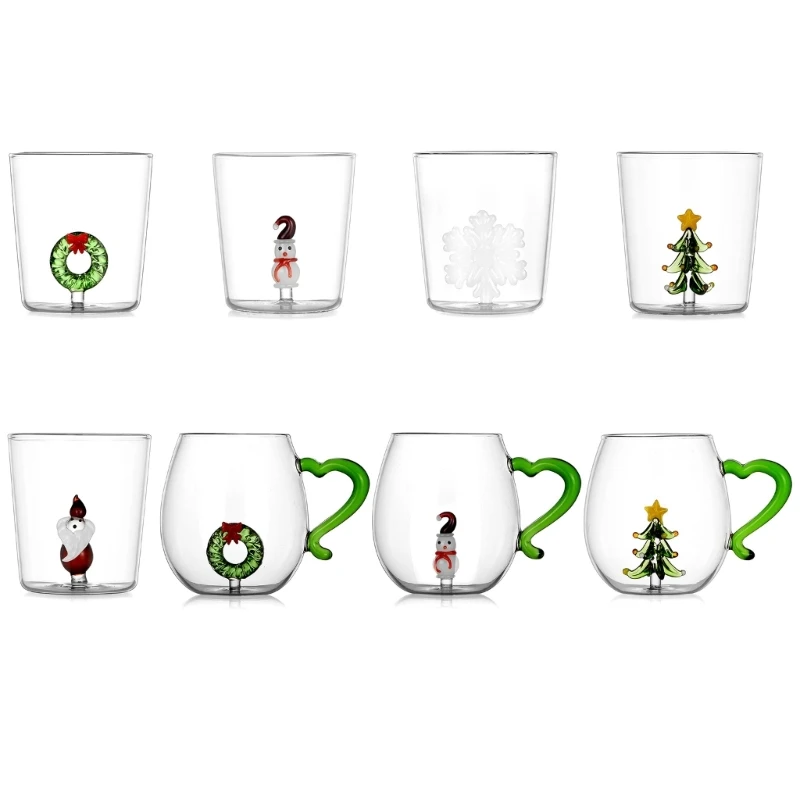 

Christmas Themed Glass Mug Unique 3D Christmas Themed Glass Mug with Delicate Designs for Various Occasion T21C