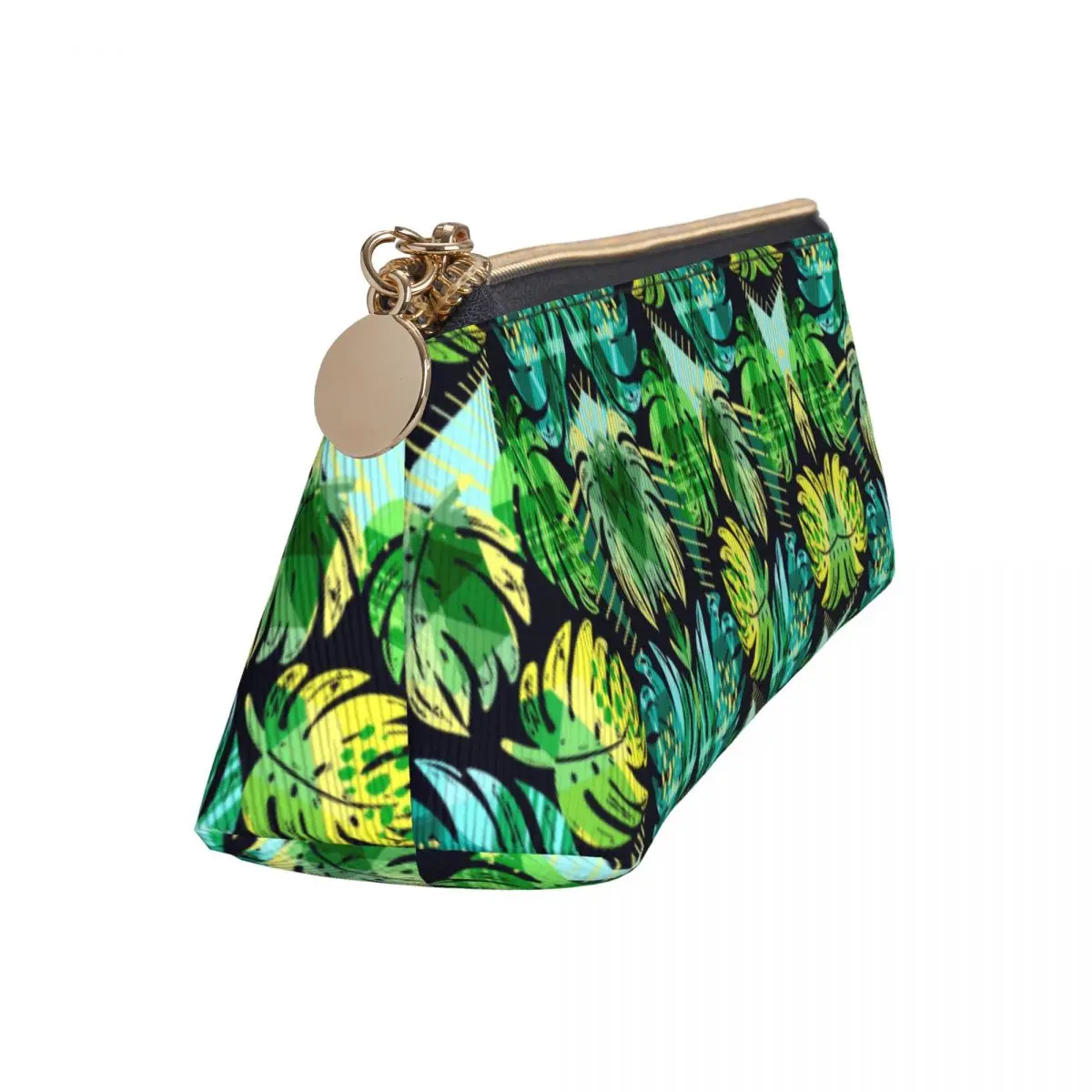 Tropical Leaf Print Pencil Case Green And Yellow Zipper Pencil Box Boy Girl Cool College School Pencil Cases Supplies