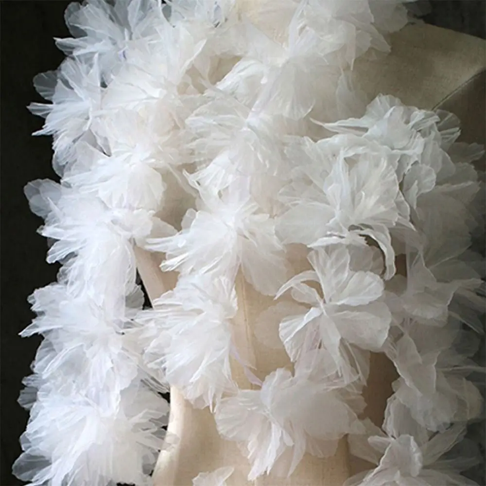 10pcs Flowers Large Flower 3D Flower Lace Handmade Approx 5cm Organza Flower Latest Design 3D Design Lace Trim Wedding Headdress