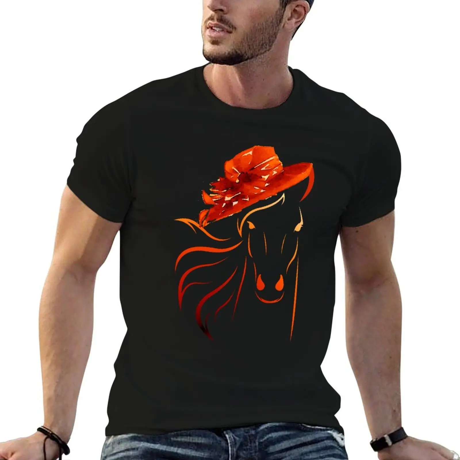 

Horse Hat Kentucky Derby T-Shirt man t shirt heavy cotton t shirts for man cotton soft man tshirt T-Shirt