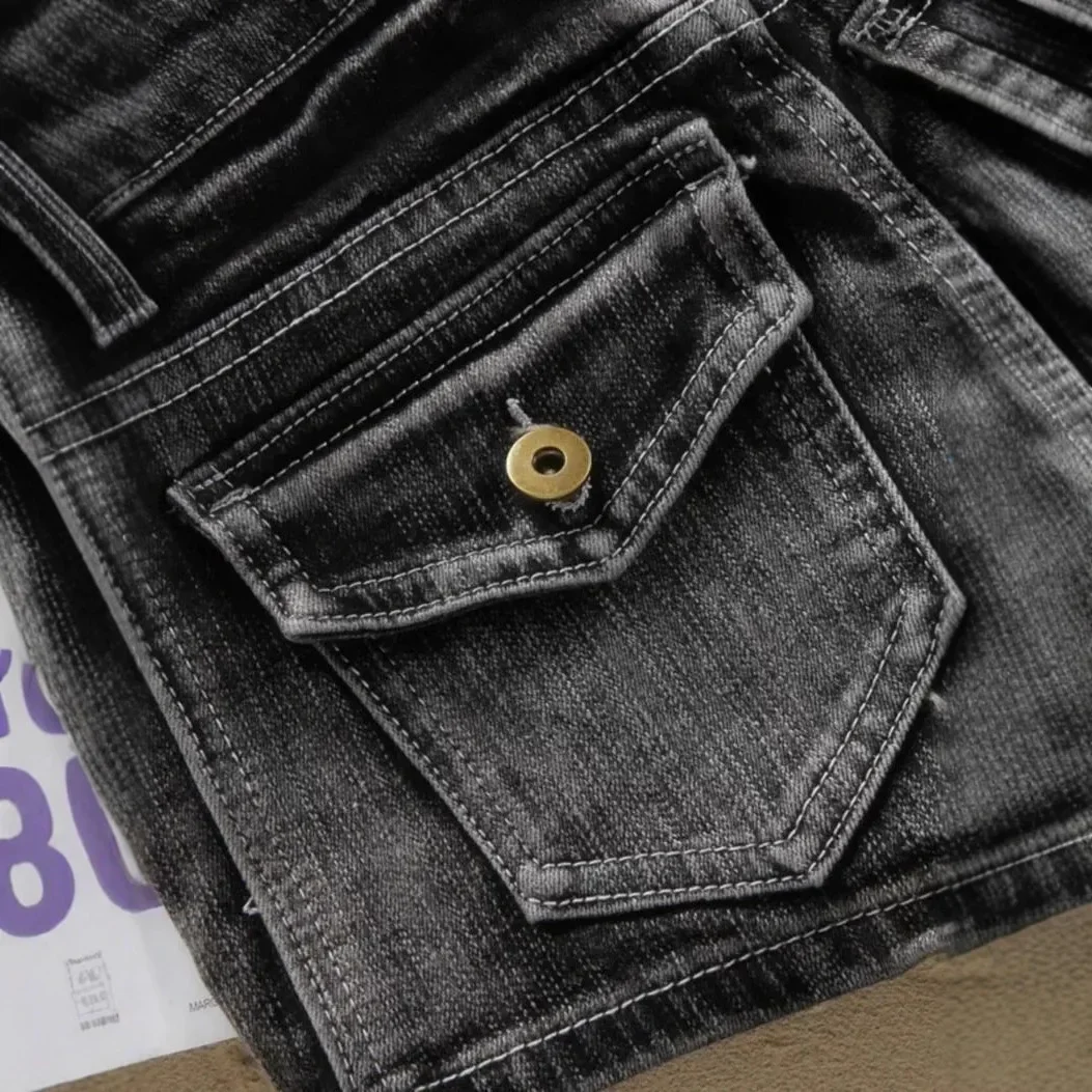 Pantalones vaqueros súper cortos de cintura baja para chica caliente de estilo americano pantalones cortos elásticos Vintage novedad de verano estilo adelgazantes pantalones resistentes al calor